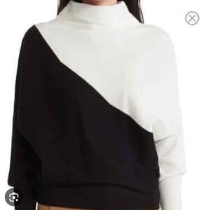 T Tahari Black and White Cowl Neck Sweater